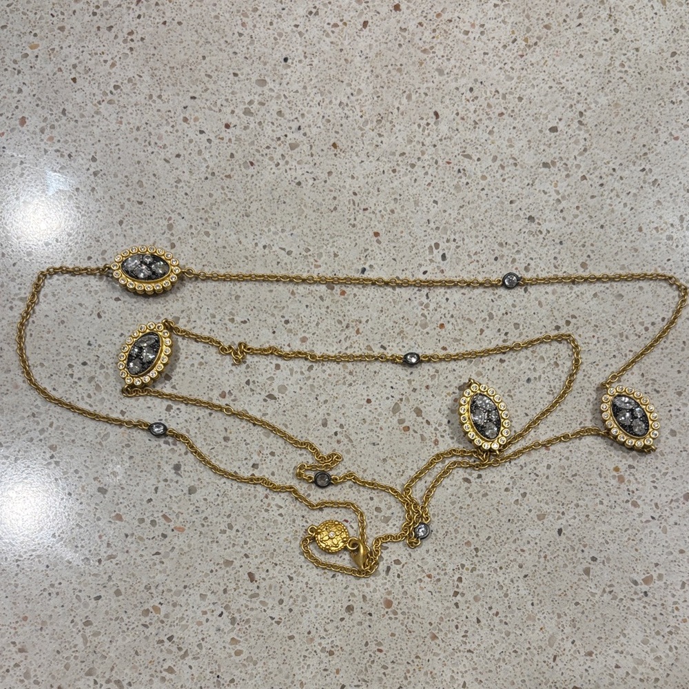 Chic Gold and Black sterling 925 Necklace Freida Rothman 36”